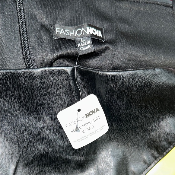 Yellow and Black Women's Two Piece Faux Leather Set - Picture 9 of 9